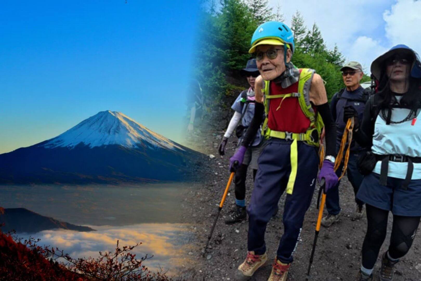 Con 102 años, este hombre rompe un récord mundial al escalar el monte Fuji en Japón