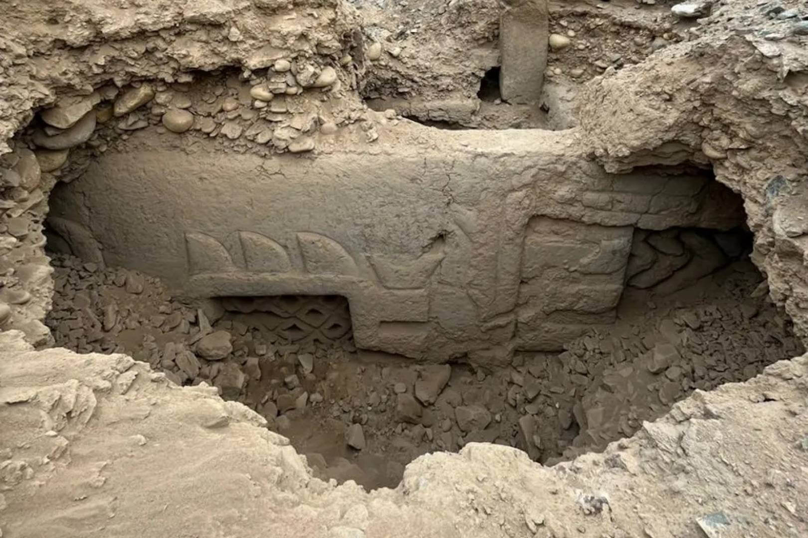 El mural forma parte de lo que fue el atrio interior de un antiguo templo ceremonial prehispánico