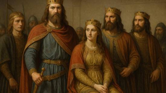 Representación artística de la corte merovingia