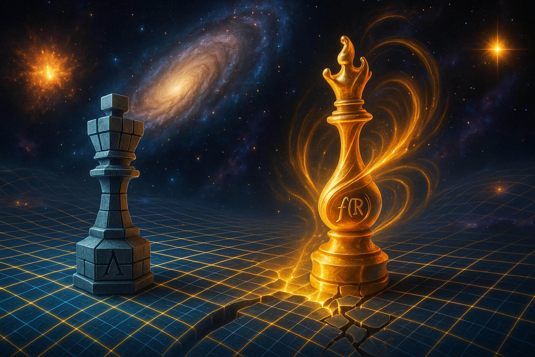 Einstein imaginó un equilibrio entre materia y geometría; f(R) convierte esa visión en una explicación cosmológica completa.