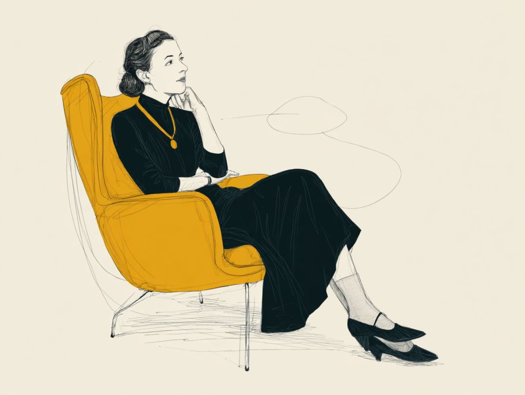 Dibujo de mujer sentada