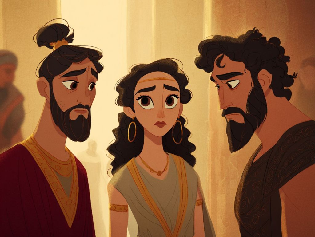 Dos hombres y una mujer de la antigua Grecia