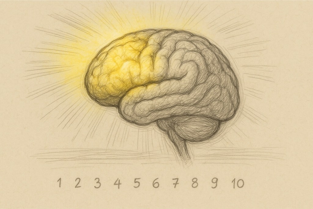 De izquierda a derecha- la división del cerebro determina cómo organizamos los números 3. Contamos