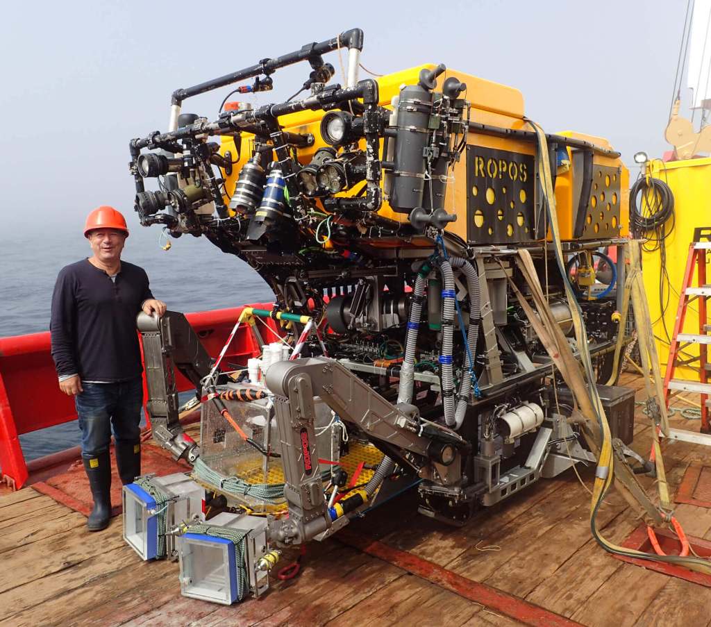 Robot subacuático ROPOS empleado en 2017 y 2018 para estudiar y recolectar ejemplares de la esponja hexactinéllida de aguas profundas V. pourtalesii. CRÉDITOS: María López.