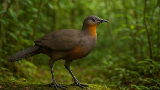 Recreación artística de Menura tyawanoides, una especie extinta de ave terrestre emparentada con el actual pájaro lira