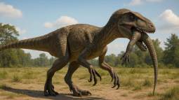 Recreación artística de Joaquinraptor casali, un megaraptor del Cretácico superior descubierto en la Patagonia argentina