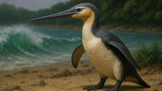 Recreación artística de cómo pudieron verse los primeros pingüinos en Nueva Zelanda