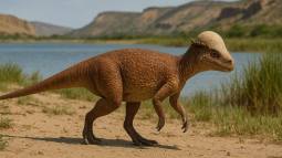 Representación gráfica de Zavacephale rinpoche, un joven dinosaurio de cabeza abovedada que habitó el actual desierto del Gobi hace 108 millones de años