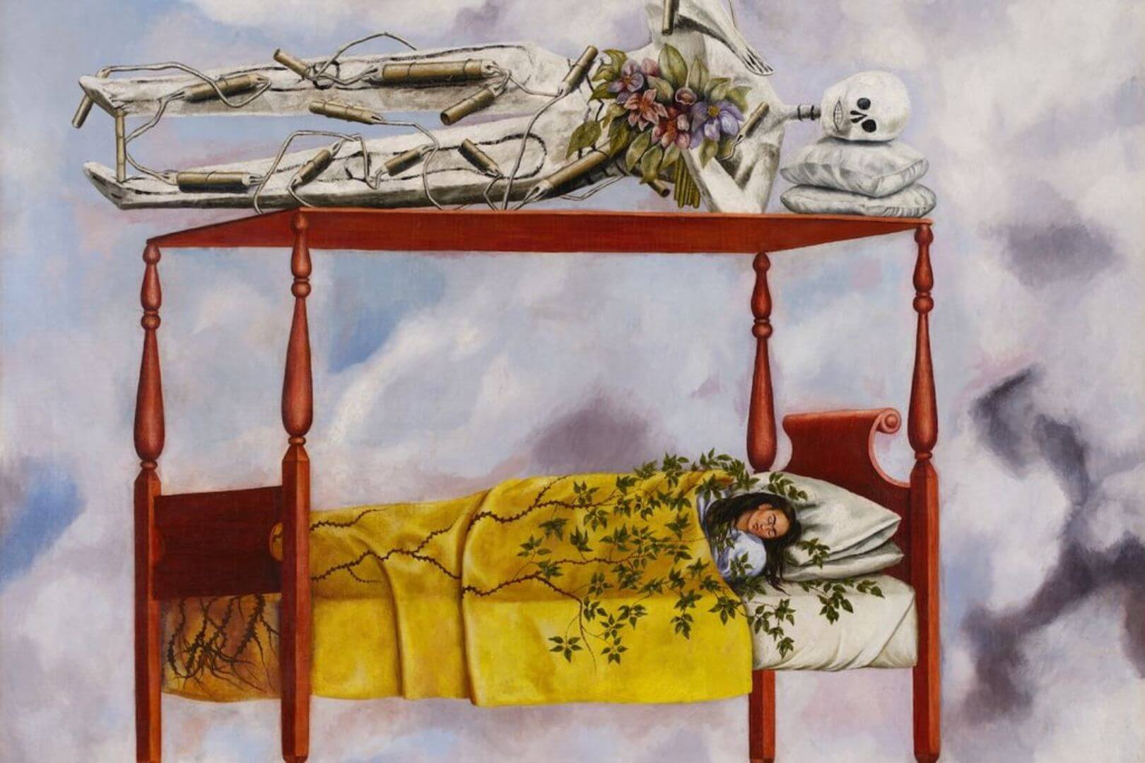 Frida Kahlo pintó El sueño (La cama) en 1940, en uno de los momentos más turbulentos y transformadores de su vida, marcado por el dolor físico, la ruptura amorosa y una explosión creativa sin precedentes
