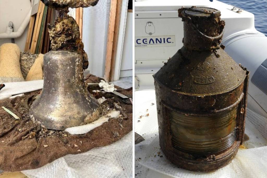 Algunos de los objetos hallados en el Britannic