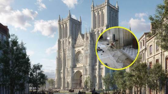 Fachada de una catedral gótica