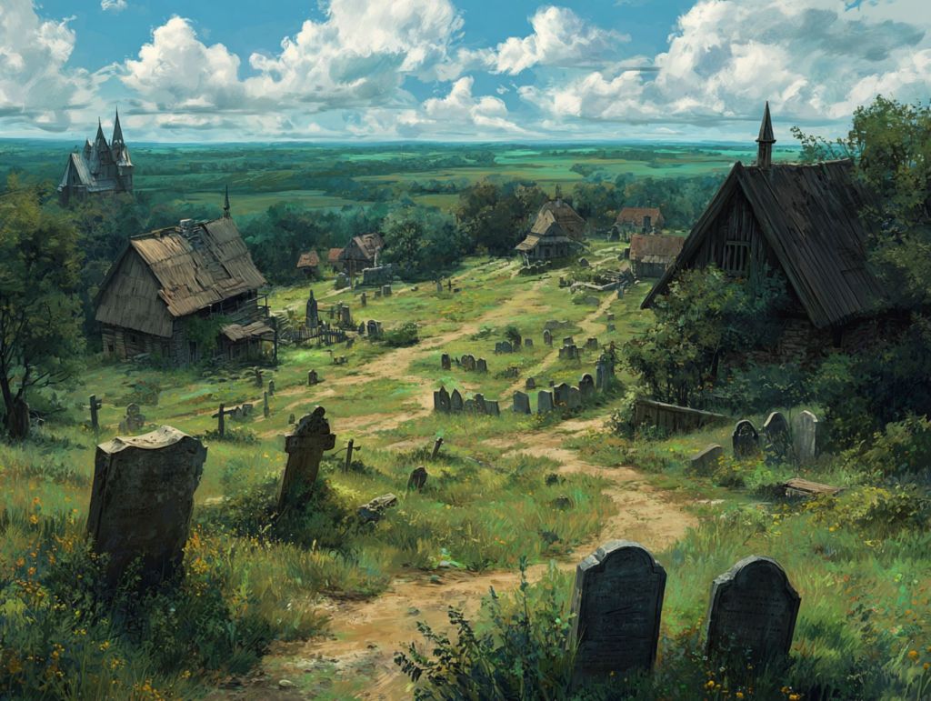 Cementerio en un pueblo rural