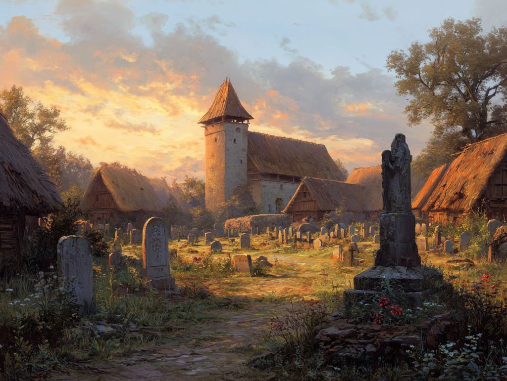 Cementerio en un pueblo rural