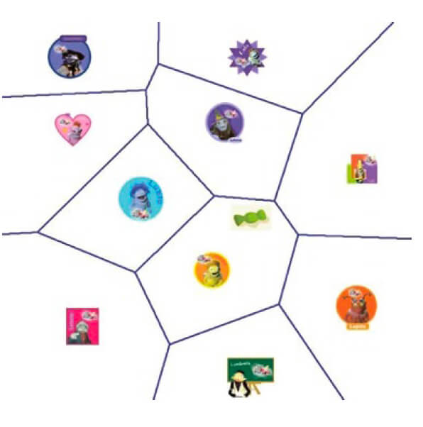 El diagrama de Voronoi pintado en el suelo (figura 4) como se menciona en el ejemplo de los Lunis.