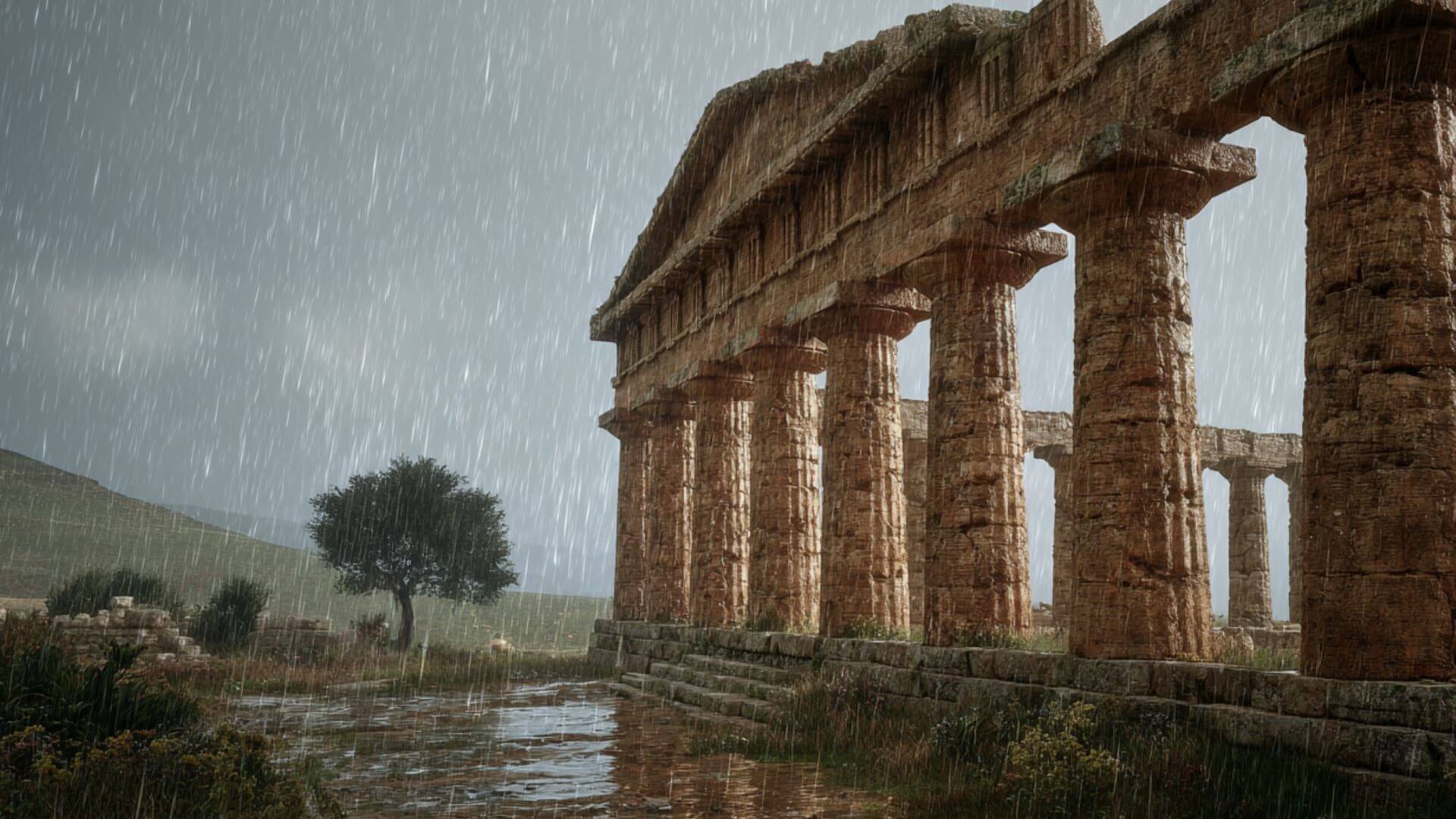 Yaciemiento arqueológico y lluvia