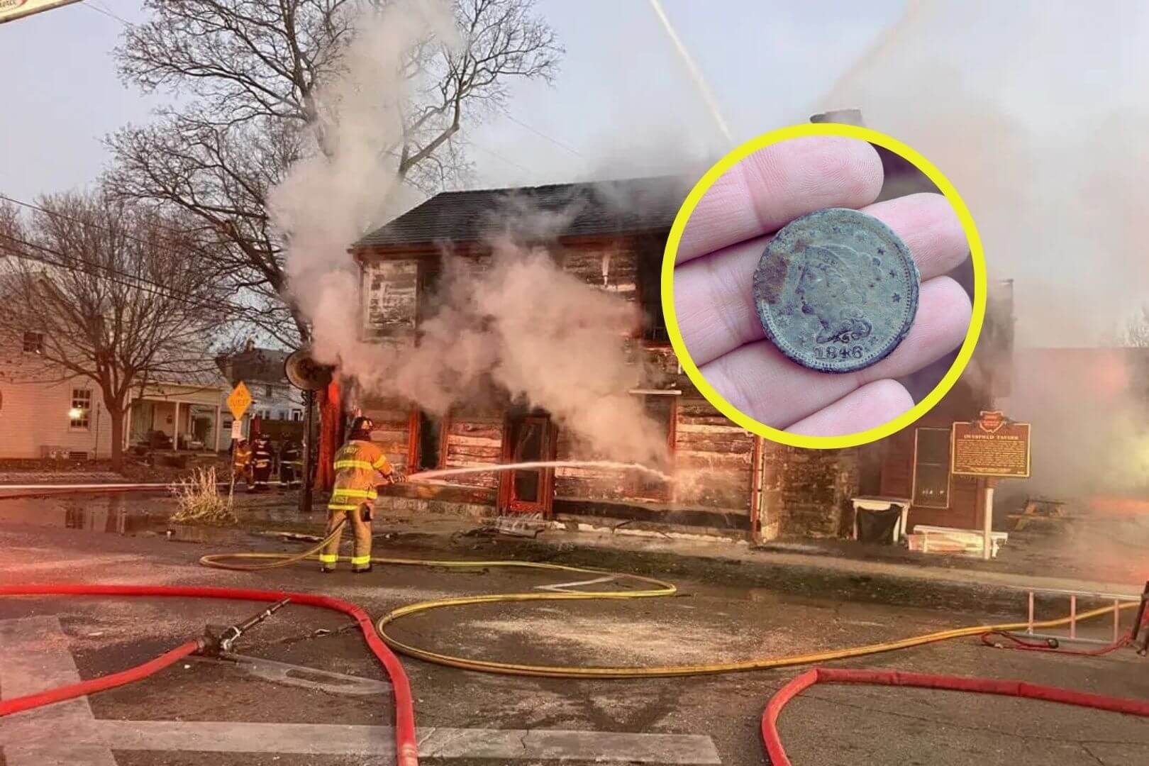 Desentierran monedas de 200 años y objetos "secretos" tras el incendio de una antigua taberna en Ohio