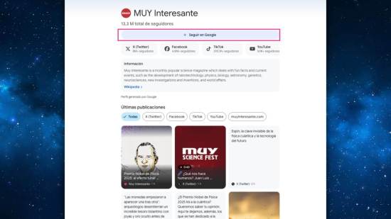 Perfil de Muy Interesante en Google