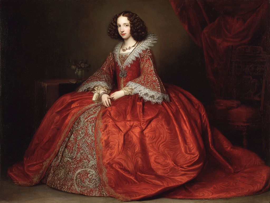 Dama de la nobleza con vestido rojo