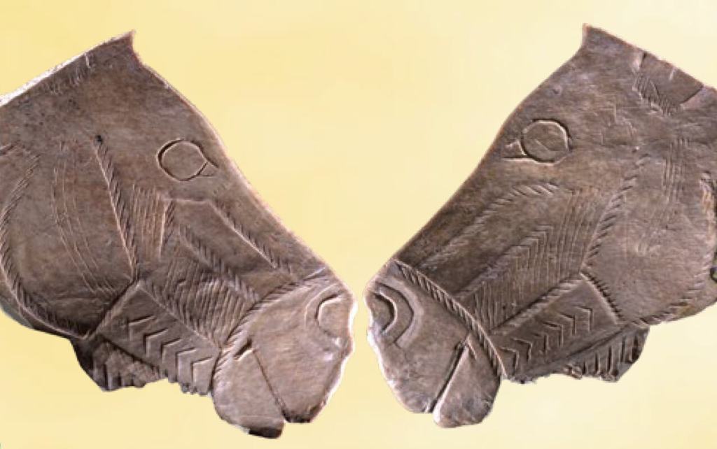 Contorno recortado representando un caballo sobre costilla procedente del yacimiento de Saint-Michel (Pyrénées-Atlantiques). Magdaleniense.