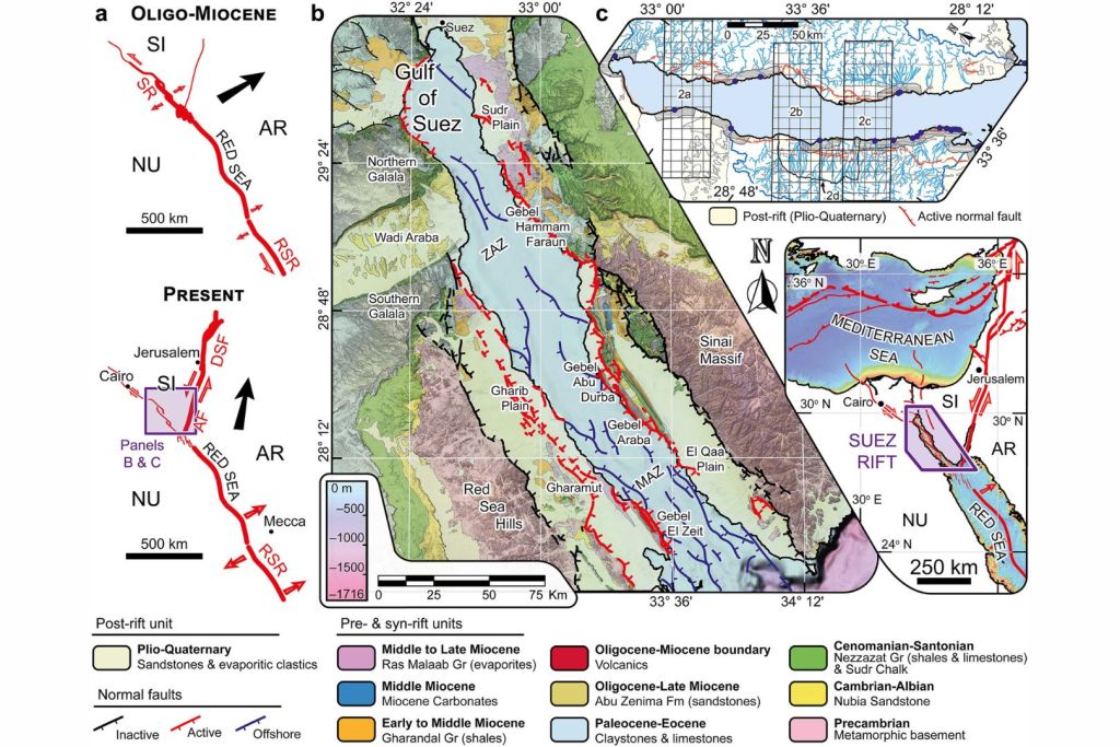 Marco tectónico, elementos estructurales y unidades estratigráficas del Rift de Suez
