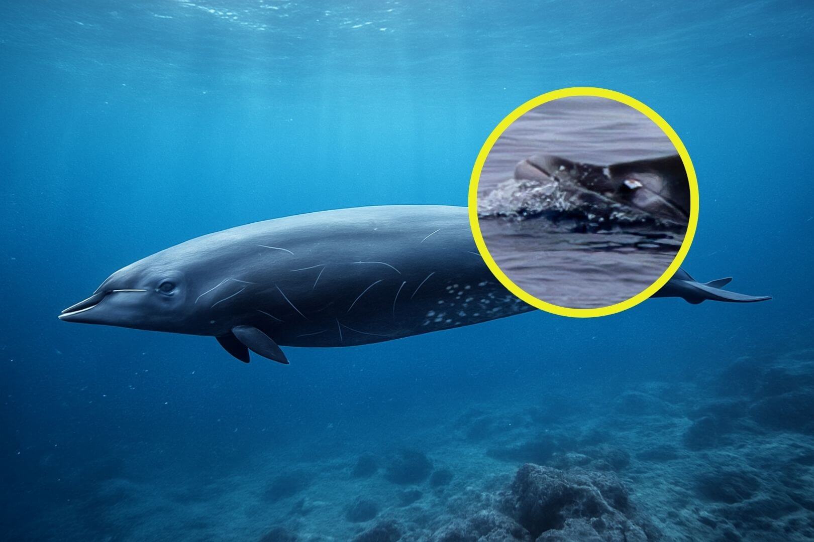 Detectan por primera vez en mar abierto a un esquivo zifio con colmillos... y le toman una muestra con una ballesta científica