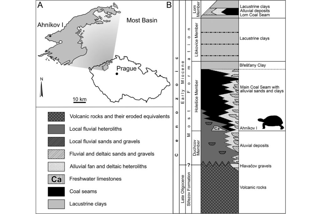 Ubicación geográfica de la localidad fósil de Ahníkov I (anteriormente conocida como Merkur o Merkur-Norte)