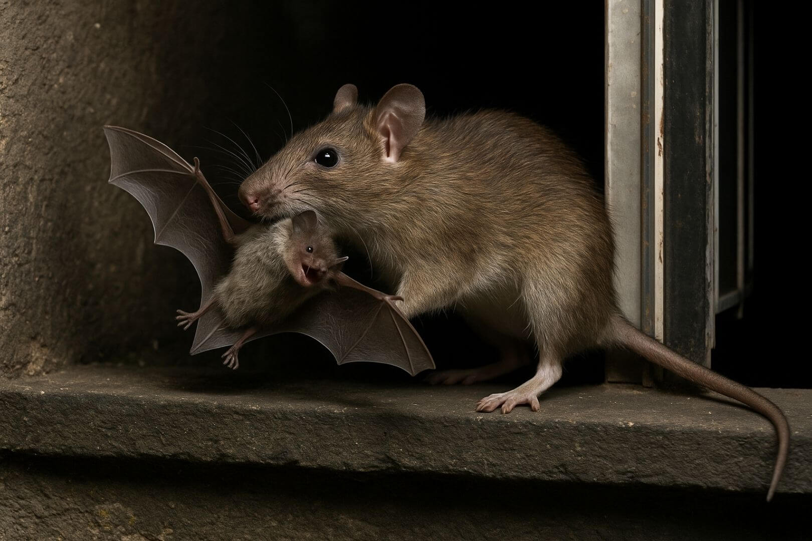 Científicos han documentado cómo ratas pardas atrapan murciélagos al vuelo... y se los comen