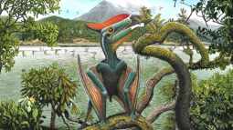 Recreación artística del pterosaurio Sinopterus atavismus