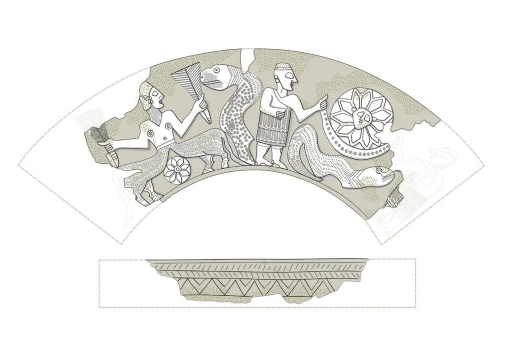 Investigadores de la Fundación Luwian interpretaron las escenas grabadas en la copa, que, según su análisis, narran un relato mitológico en el que las divinidades instauran el orden a partir del caos