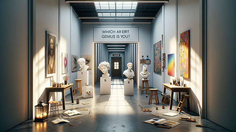 Una mujer con pinceles y pintura en las manos, de pie frente a una pared con tres palabras resaltadas: Curiosidad, Resiliencia y Audacia, representando los valores que definen al artista.