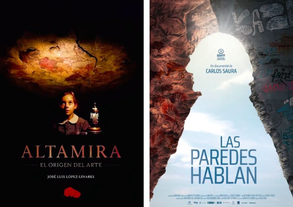 póster de Altamira, el origen del
arte (2018), de José Luis López Linares y Las paredes hablan (2023), de Carlos Saura.