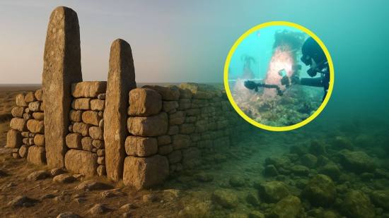 Un muro mesolítico intacto aparece bajo el mar en Bretaña