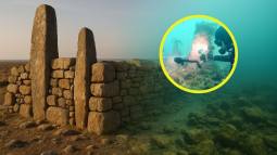 Un muro mesolítico intacto aparece bajo el mar en Bretaña