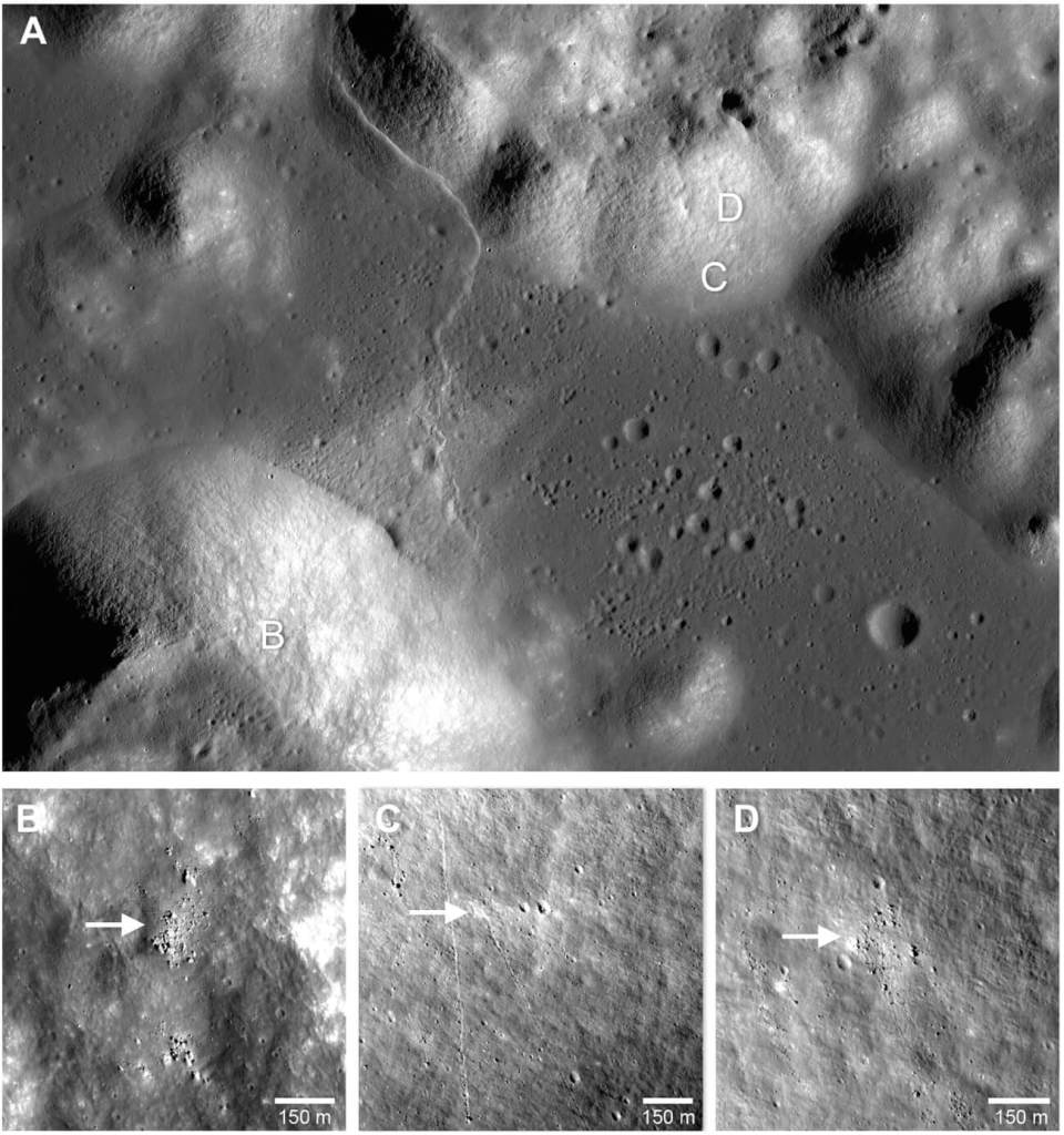 Vista del valle Taurus-Littrow y las zonas de origen de grandes rocas estudiadas, clave para reconstruir antiguos sismos lunares. Crédito: Science Advances.